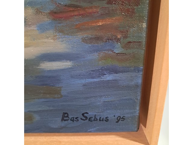 Olieverf schilderij op doek, bas sebus, waterlelies, 1995 - afbeelding 4 van  8