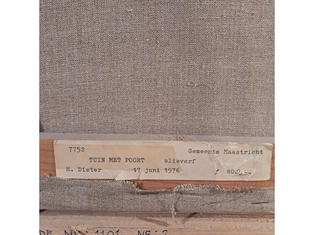 Olieverf schilderij op doek, h. dister, tuin met poort - afbeelding 6 van  6