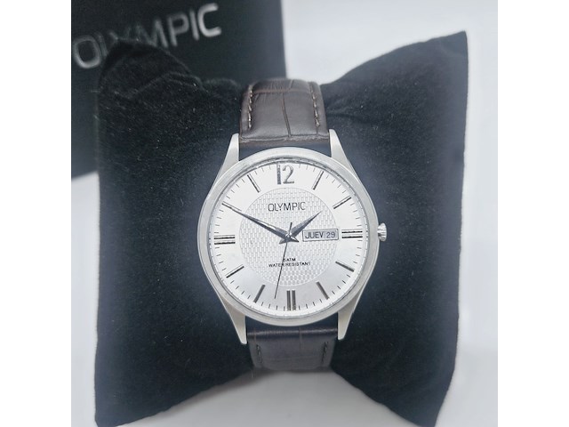 Olympic daydate herenhorloge met guiloche wijzerplaat - afbeelding 1 van  7