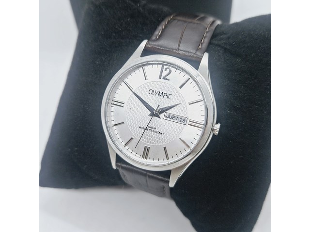 Olympic daydate herenhorloge met guiloche wijzerplaat - afbeelding 2 van  7