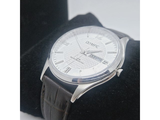 Olympic daydate herenhorloge met guiloche wijzerplaat - afbeelding 3 van  7