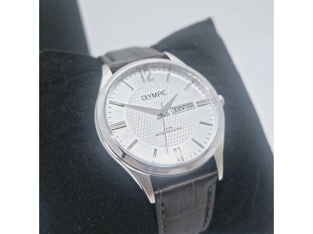 Olympic daydate herenhorloge met guiloche wijzerplaat - afbeelding 4 van  7