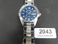 Olympic ol72hss249 pieter herenhorloge met een blauwe wijzerplaat en een zilverkleurige stalen kast en band