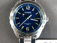 Olympic ol72hss249 pieter herenhorloge met een blauwe wijzerplaat en een zilverkleurige stalen kast en band - afbeelding 2 van  5