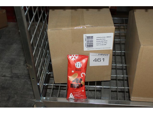 Omdoos met pindaverpakkingen rood. 50 x 50g. - afbeelding 1 van  2