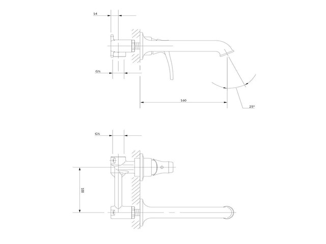 Omnires ad5115br inbouw wastafelkraan art deco antique bronze - afbeelding 3 van  6