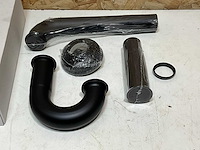 Omp buissifon 1.1/4" messing matzwart incl. muurbuis en rozet 75mm (6x) - afbeelding 4 van  5