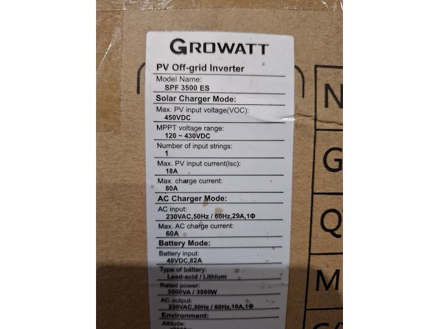 Omvormer growatt, spf 3500 es - afbeelding 3 van  4