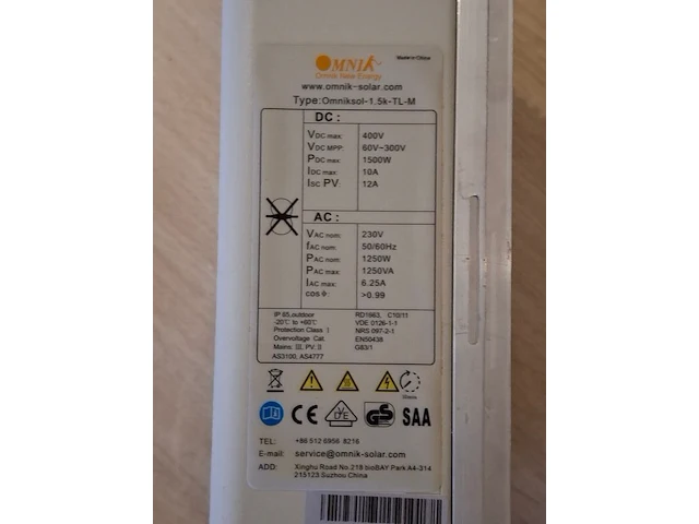 Omvormer omnik, omniksol-1.5k-tl-m - afbeelding 4 van  4