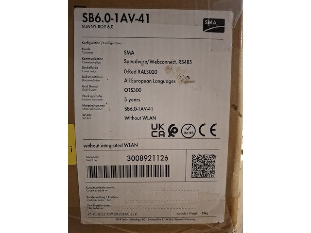 Omvormer sma , sunny boy 6.0 sb6.0-1av-41 - afbeelding 3 van  5