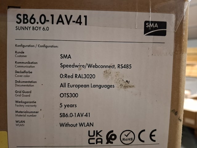 Omvormer sma , sunny boy 6.0 sb6.0-1av-41 - afbeelding 4 van  5