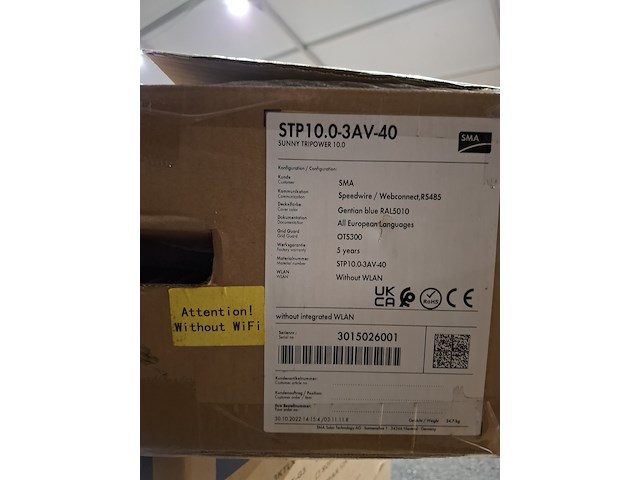 Omvormer sma , sunny tripower 10.0, ral 5010 - afbeelding 3 van  4