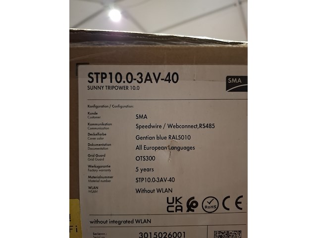 Omvormer sma , sunny tripower 10.0, ral 5010 - afbeelding 4 van  4