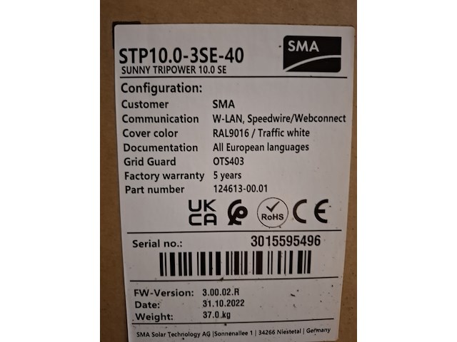 Omvormer sma , sunny tripower 10.0 se - afbeelding 6 van  6