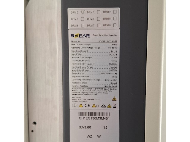 Omvormer, sofar solar, sofar 3ktlm-g2, 2022 - afbeelding 10 van  10