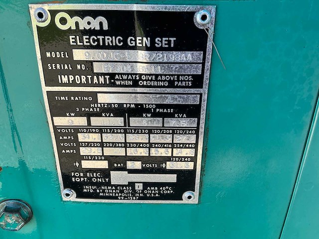 Onan diesel stroomgenerator - afbeelding 1 van  11