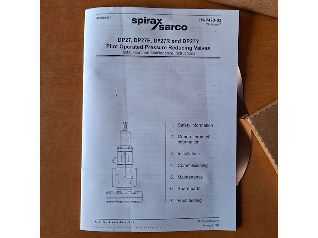 Onderhoudkit t.b.v. drukreduceerklep spirax sarco, im-p470-03 - afbeelding 5 van  5