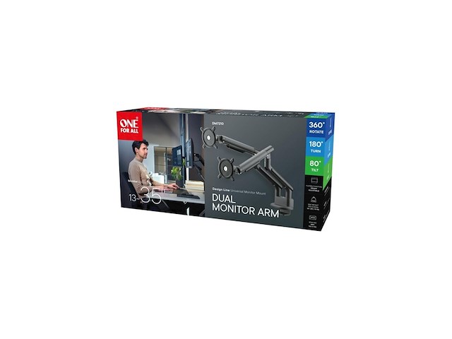 One for all dm7210 designline universele dubbele monitorarm grijs - afbeelding 4 van  4