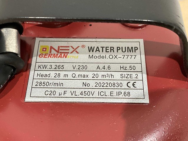 Onex - ox-7777 - vuilwaterpomp - afbeelding 10 van  10