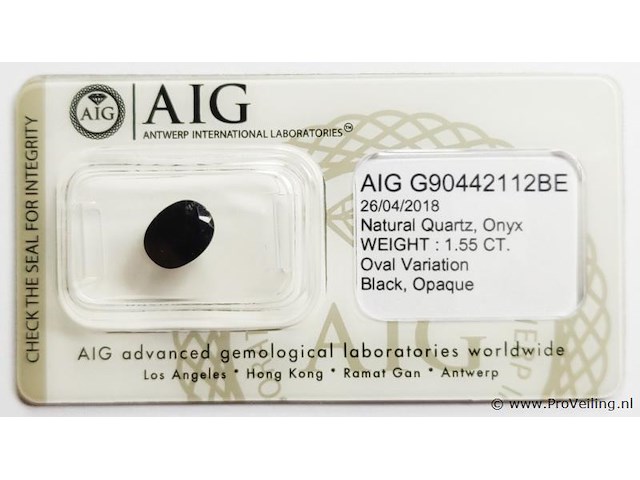 Onyx 1.55ct aig certified - afbeelding 1 van  4