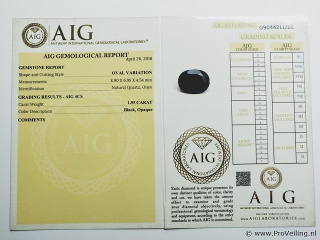 Onyx 1.55ct aig certified - afbeelding 4 van  4
