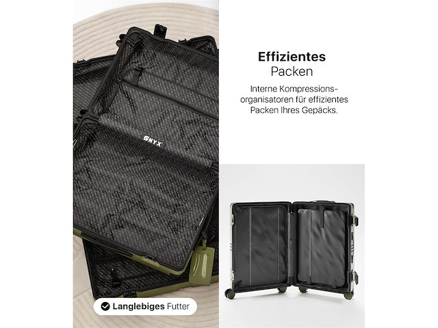 Onyx check-in koffer 65l tsa slot spinner wielen olive groen - afbeelding 3 van  4