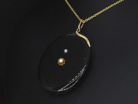 Onyx medaillon met goud en parels - afbeelding 4 van  5