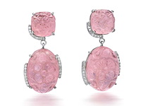 Oorbellen met diamanten en morganiet - afbeelding 1 van  4