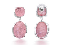 Oorbellen met diamanten en morganiet - afbeelding 4 van  4