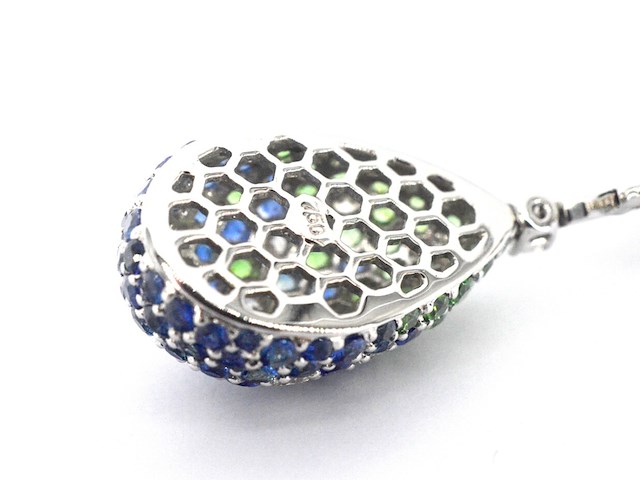Oorhangers van 18 carats goud met diamanten en blauwe saffieren - afbeelding 8 van  10