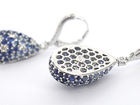 Oorhangers van 18 carats goud met diamanten met groene en blauwe saffieren - afbeelding 8 van  10