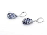 Oorhangers van 18 carats goud met diamanten met groene en blauwe saffieren - afbeelding 9 van  10