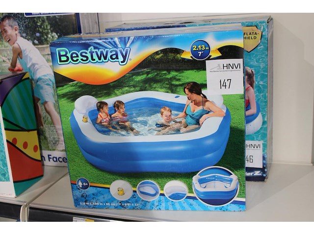 Opblaasbaar familiezwembad bestway fun, 213 cm x 206 cm. - afbeelding 1 van  2