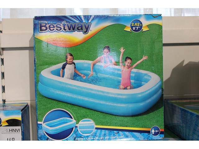 Opblaasbaar zwembad bestway blauw rechthoekig, 262 cm x 175 cm x 51cm. - afbeelding 1 van  2