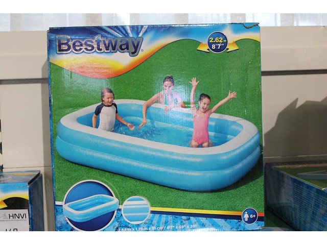 Opblaasbaar zwembad bestway blauw rechthoekig, 262 cm x 175 cm x 51cm. - afbeelding 1 van  2