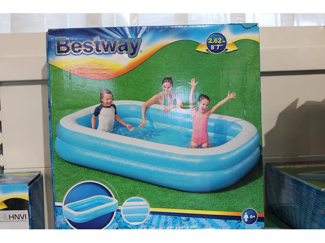Opblaasbaar zwembad bestway blauw rechthoekig, 262 cm x 175 cm x 51cm. - afbeelding 1 van  2