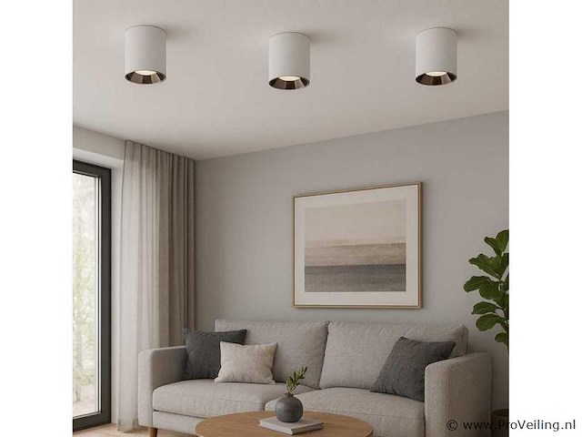 Opbouwarmatuur gu10 fitting– cilindrisch – wit / bruin (x10) - afbeelding 1 van  4