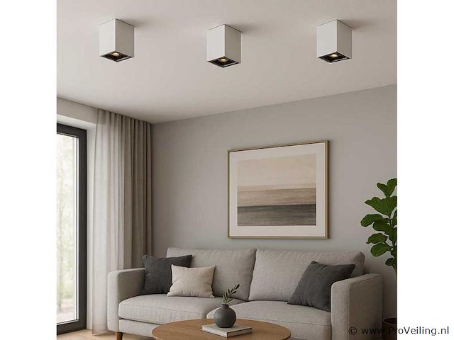 Opbouwarmatuurgu10 fitting – kubus / vierkant – wit / bruin (x20) - afbeelding 1 van  4