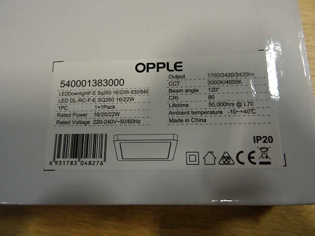 Opple - leddownlightf-e sq260-16/22w-830/840 - downlight (10x) - afbeelding 3 van  3