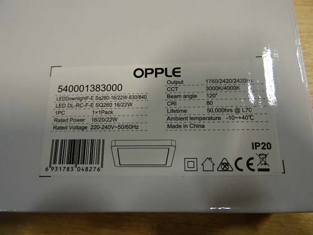 Opple - leddownlightf-e sq260-16/22w-830/840 - downlight (10x) - afbeelding 3 van  3