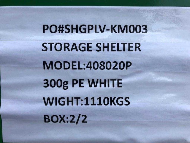 Opslag tent/storage building ev-40-80-20 - afbeelding 3 van  3
