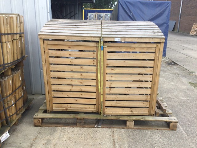 Opslagruimte voor 2 afvalcontainers, licht bruin - afbeelding 1 van  2