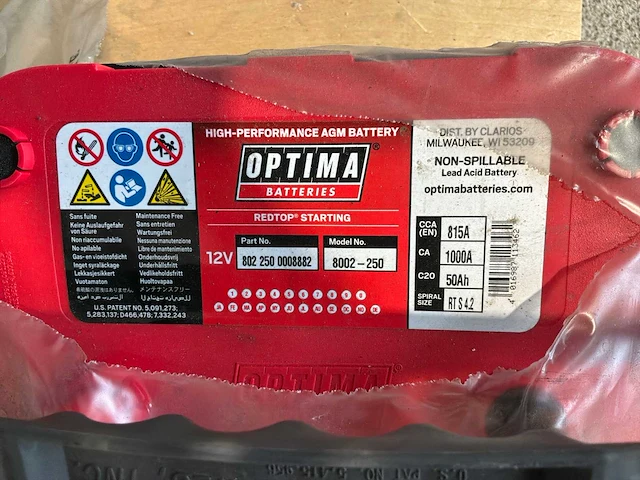 Optima 8002-250 agm accu (4x) - afbeelding 2 van  3