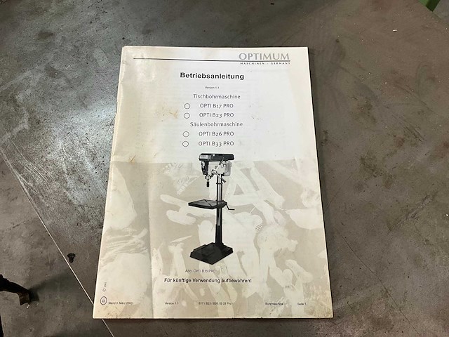 Optimum opti b33 pro kolomboormachine - afbeelding 3 van  10