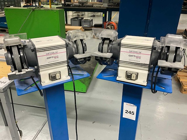 Optimum optigrind gu 15 dubbelsteens slijpmachine op sokkel (2x) - afbeelding 1 van  7