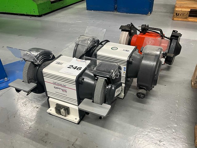 Optimum optigrind gu 15 dubbelsteens slijpmachine op sokkel (2x) - afbeelding 1 van  4