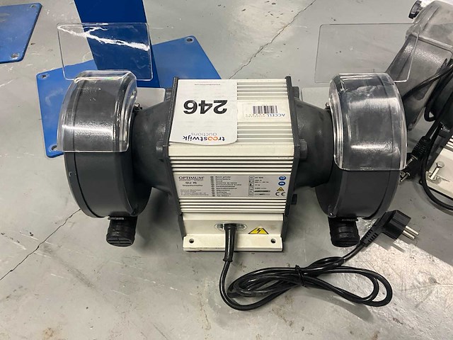 Optimum optigrind gu 15 dubbelsteens slijpmachine op sokkel (2x) - afbeelding 3 van  4