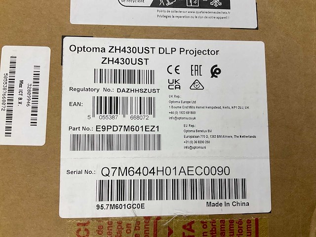 Optoma zh430ust dlp beamer - afbeelding 2 van  3