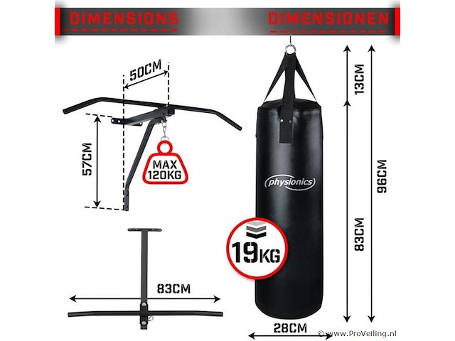 Optrekstang met bokszak incl. montagemateriaal - afbeelding 2 van  8