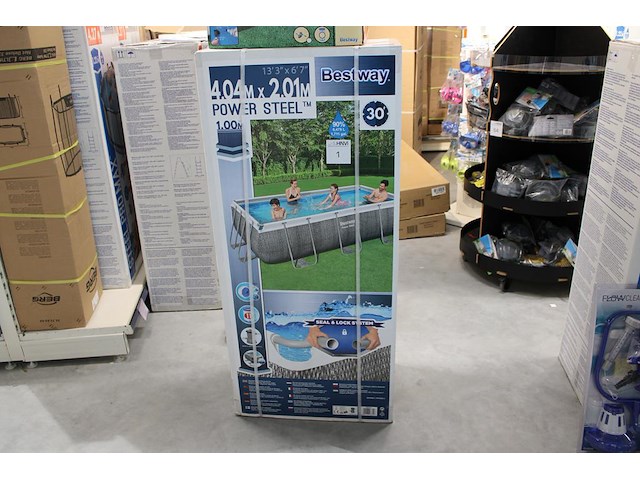Opzet zwembad met stalen frame bestway power steel, afm. 404cm x 201 cm x 100 cm. - afbeelding 1 van  4